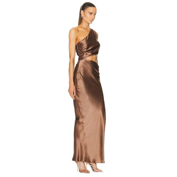 NICHOLAS Raya One Shoulder Asymmetrical Gown in Desert size 2 NWOT - Picture 3 of 10
